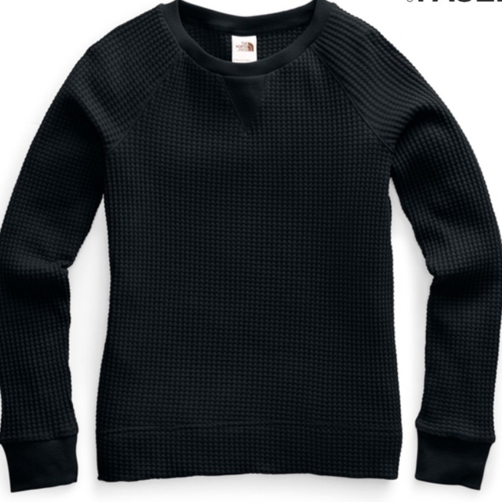 The North Face Chabot Crewneck Blk Waffle Knit Long Sleeve SALE!